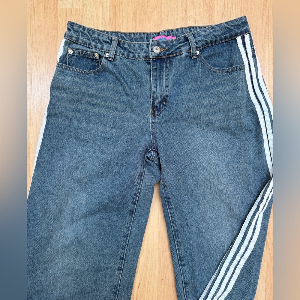 Edikted Blue Jeans with Ribbon White Stripes Size L - Picture 2 of 6